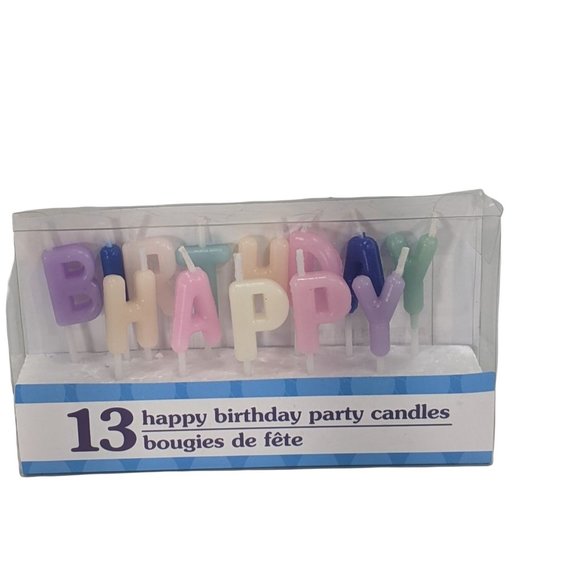 Happy Birthday Pastel Multi Colored 13 Letter Candles Cake Decoration Topper Set - Picture 1 of 2